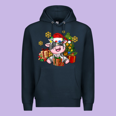 Little Cute Christmas Cow Premium Hoodie Designed By Adodesignshop