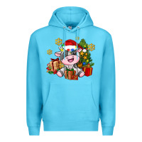 Ocean Blue little cute christmas cow Premium Hoodie - AdoDesignShop