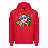 Red little cute christmas cow Premium Hoodie - AdoDesignShop