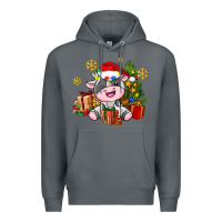 Rock little cute christmas cow Premium Hoodie - AdoDesignShop