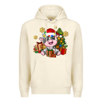 Sandshell little cute christmas cow Premium Hoodie - AdoDesignShop