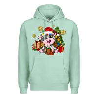 Seafoam little cute christmas cow Premium Hoodie - AdoDesignShop