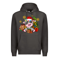 Smoke little cute christmas cow Premium Hoodie - AdoDesignShop