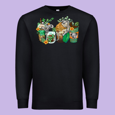 Koala Coffee Cups Premium Sweatshirt Designed By Zillion Design Studio