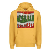 Mustard christmas plaid and white glitter snow seamless pattern Premium Hoodie - BundleAndBundleShop