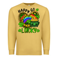 Antique Gold Happy Go Lucky Pot Of Gold And Rainbow Heart Premium Sweatshirt - RanaPortraitStore