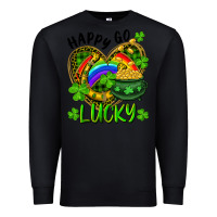 Black Happy Go Lucky Pot Of Gold And Rainbow Heart Premium Sweatshirt - RanaPortraitStore