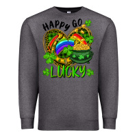 Charcoal Heather Happy Go Lucky Pot Of Gold And Rainbow Heart Premium Sweatshirt - RanaPortraitStore