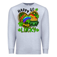 Heather Grey Happy Go Lucky Pot Of Gold And Rainbow Heart Premium Sweatshirt - RanaPortraitStore