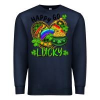Navy Happy Go Lucky Pot Of Gold And Rainbow Heart Premium Sweatshirt - RanaPortraitStore