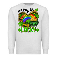 Oatmeal Heather Happy Go Lucky Pot Of Gold And Rainbow Heart Premium Sweatshirt - RanaPortraitStore