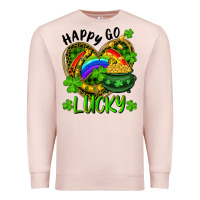 Pale Pink Happy Go Lucky Pot Of Gold And Rainbow Heart Premium Sweatshirt - RanaPortraitStore