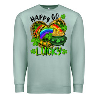 Seafoam Happy Go Lucky Pot Of Gold And Rainbow Heart Premium Sweatshirt - RanaPortraitStore