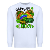 Happy Go Lucky Pot Of Gold And Rainbow Heart Premium Sweatshirt | Teevron