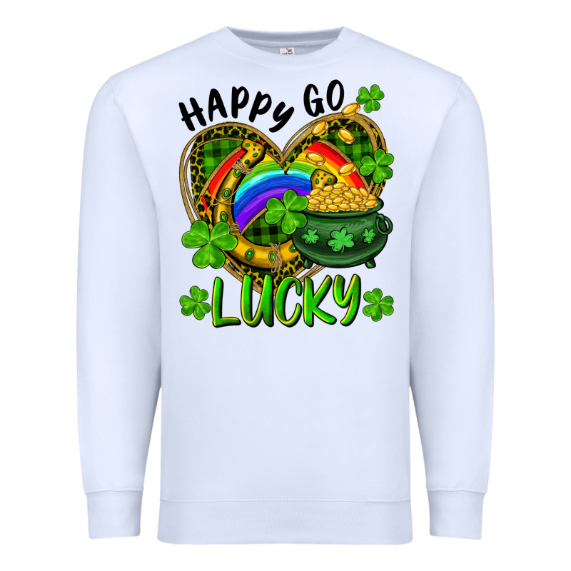 Happy Go Lucky Pot Of Gold And Rainbow Heart Premium Sweatshirt by RanaPortraitStore | Teevron