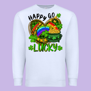 Happy Go Lucky Pot Of Gold And Rainbow Heart Premium Sweatshirt Designed By Ranaportraitstore