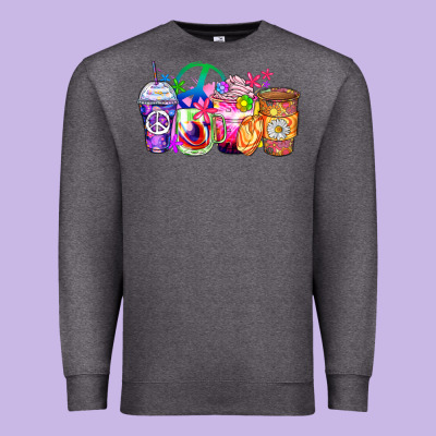 Hippie Coffee Cups Premium Sweatshirt Designed By Zillion Design Studio