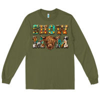 Army Green show mom scottish cattle Long Sleeve Tee - BarkalooDesign