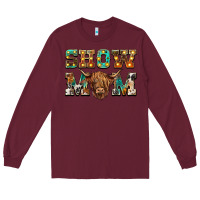 Burgundy show mom scottish cattle Long Sleeve Tee - BarkalooDesign