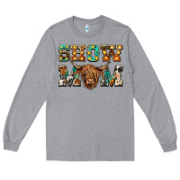 Heather Grey show mom scottish cattle Long Sleeve Tee - BarkalooDesign
