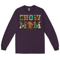 Plum show mom scottish cattle Long Sleeve Tee - BarkalooDesign