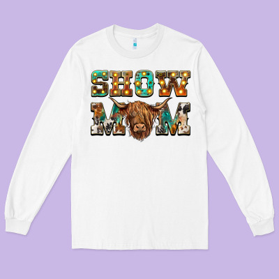 Show Mom Scottish Cattle Long Sleeve Tee Designed By Barkaloodesign