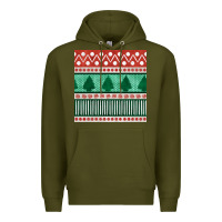 Army Green christmas trees hand drawn seamless pattern Premium Hoodie - BundleAndBundleShop