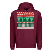 Burgundy christmas trees hand drawn seamless pattern Premium Hoodie - BundleAndBundleShop