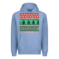 Colony Blue christmas trees hand drawn seamless pattern Premium Hoodie - BundleAndBundleShop