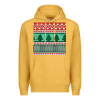 Mustard christmas trees hand drawn seamless pattern Premium Hoodie - BundleAndBundleShop