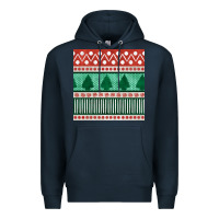 Navy christmas trees hand drawn seamless pattern Premium Hoodie - BundleAndBundleShop