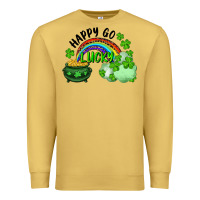 Antique Gold Happy Go Lucky Rainbow Shamrocks And Pot Of Gold Premium Sweatshirt - RanaPortraitStore
