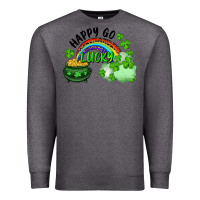 Charcoal Heather Happy Go Lucky Rainbow Shamrocks And Pot Of Gold Premium Sweatshirt - RanaPortraitStore