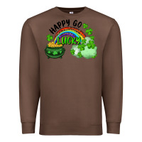 Chestnut Happy Go Lucky Rainbow Shamrocks And Pot Of Gold Premium Sweatshirt - RanaPortraitStore