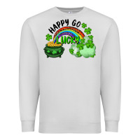 Dove Grey Happy Go Lucky Rainbow Shamrocks And Pot Of Gold Premium Sweatshirt - RanaPortraitStore