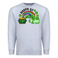 Heather Grey Happy Go Lucky Rainbow Shamrocks And Pot Of Gold Premium Sweatshirt - RanaPortraitStore