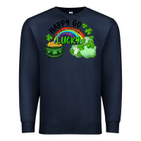 Navy Happy Go Lucky Rainbow Shamrocks And Pot Of Gold Premium Sweatshirt - RanaPortraitStore