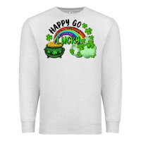 Oatmeal Heather Happy Go Lucky Rainbow Shamrocks And Pot Of Gold Premium Sweatshirt - RanaPortraitStore