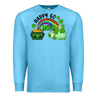 Ocean Blue Happy Go Lucky Rainbow Shamrocks And Pot Of Gold Premium Sweatshirt - RanaPortraitStore