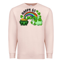 Pale Pink Happy Go Lucky Rainbow Shamrocks And Pot Of Gold Premium Sweatshirt - RanaPortraitStore