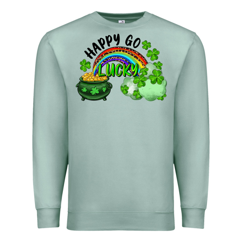 Happy Go Lucky Rainbow Shamrocks And Pot Of Gold Premium Sweatshirt by RanaPortraitStore | Teevron