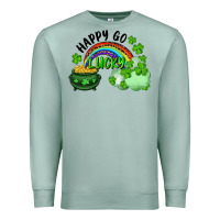 Seafoam Happy Go Lucky Rainbow Shamrocks And Pot Of Gold Premium Sweatshirt - RanaPortraitStore