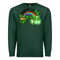 Sports Green Happy Go Lucky Rainbow Shamrocks And Pot Of Gold Premium Sweatshirt - RanaPortraitStore