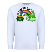 White Happy Go Lucky Rainbow Shamrocks And Pot Of Gold Premium Sweatshirt - RanaPortraitStore