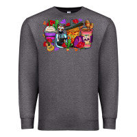 Charcoal Heather day of the dead coffee cups Premium Sweatshirt - Zillion Design Studio