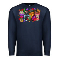Navy day of the dead coffee cups Premium Sweatshirt - Zillion Design Studio