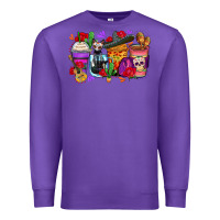Purple day of the dead coffee cups Premium Sweatshirt - Zillion Design Studio