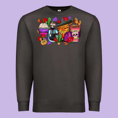 Day Of The Dead Coffee Cups Premium Sweatshirt Designed By Zillion Design Studio