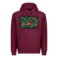 Burgundy christmas gift box and leopard background Premium Hoodie - BundleAndBundleShop