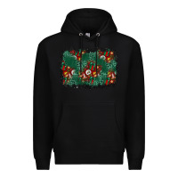 Black christmas gift box and leopard background Premium Hoodie - BundleAndBundleShop